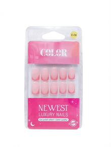 Color Secret Newest Luxury Nails featuring a glossy nude base with deep red French tips.