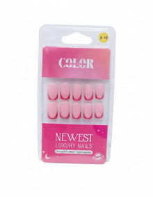Color Secret Newest Luxury Nails featuring a glossy nude base with deep red French tips.