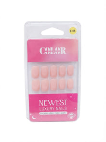 Color Secret Newest Luxury Nails featuring a glossy nude base with deep red French tips.