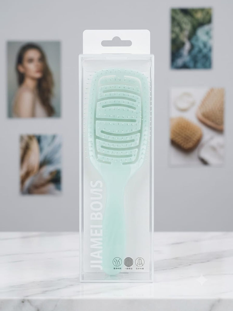 JIAMEI Vented Paddle Detangling Hair Brush – Anti-Frizz Scalp Massager Comb