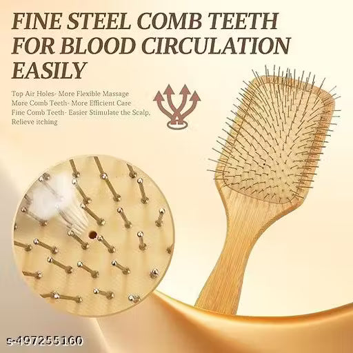 BEAUTY Bamboo Hair Brush with Soft Bristles Wooden Paddle Hair Brush for Women &  Men