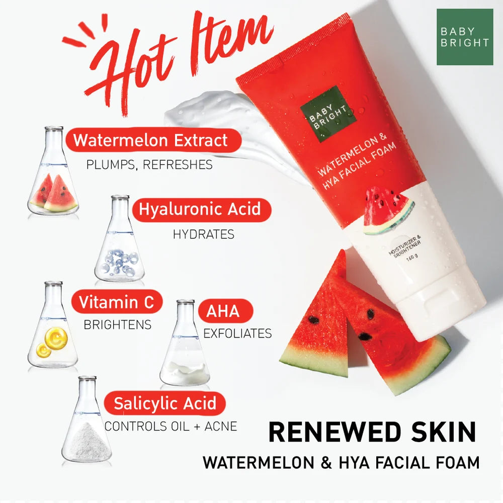 BABY BRIGHT WATERMELON & HYA FACIAL FOAM 160g
