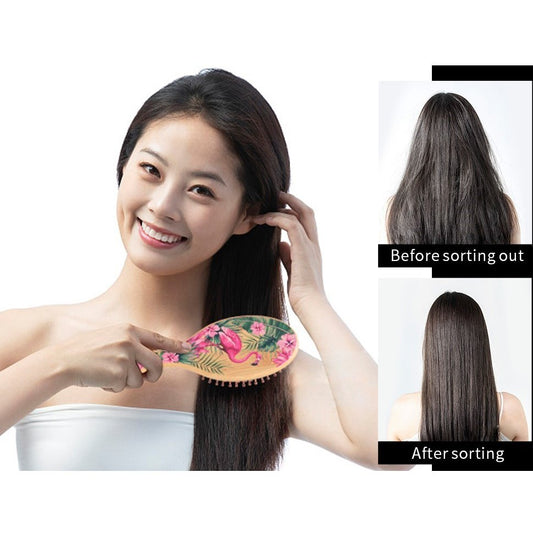 Cute Hair Wooden Comb  Cartoon Pattern Air Cushion Brus