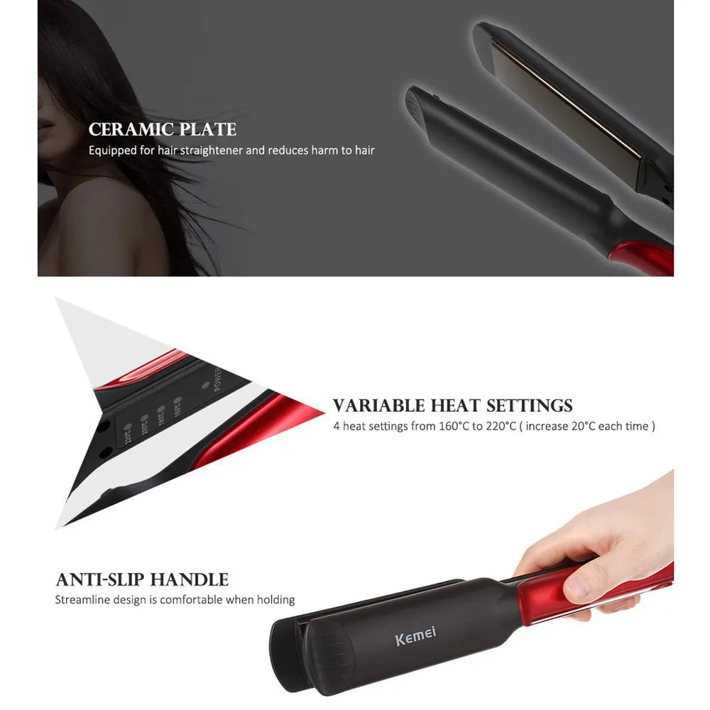 Kemei Temperature Control Professional KM-531 Hair Straightener (Red)!