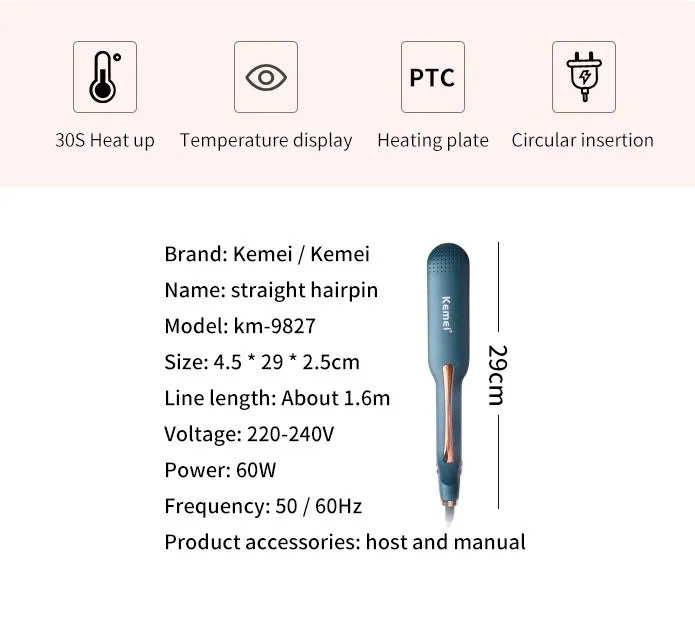KEMEI KM-9827 PROFESSIONAL HAIR STRAIGHTENER